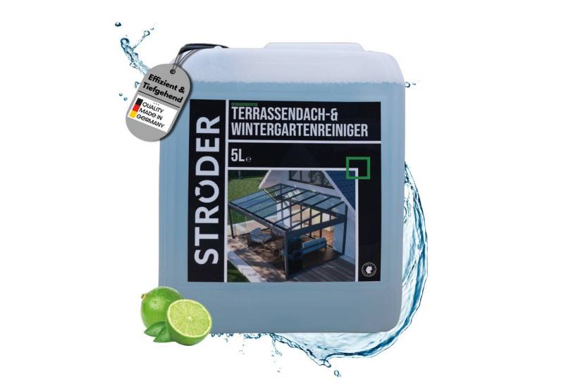 STRÖDER Terrassendach Reiniger, Wintergarten Reiniger, Vordach Reiniger Flüssigreiniger (Set, [- 1x 5-Liter-Kanister inkl. Ausgießer im Deckel für 70m² Fläche Hohe Wirksamkeit, Materialfreundlichkeit, Effektiv) von STRÖDER