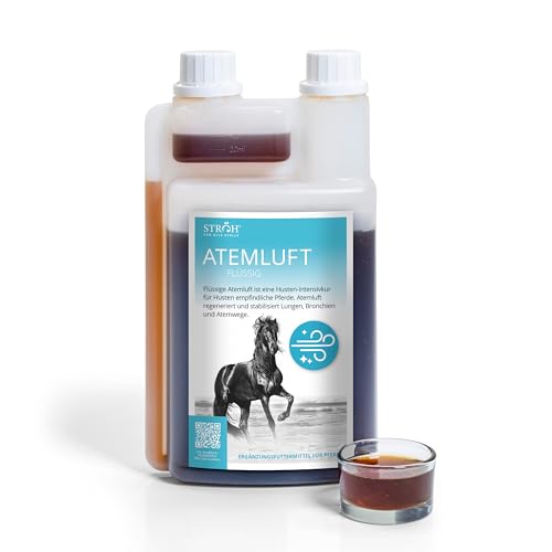 STRÖH ATEMLUFT (1l) • Hustensaft Pferd • Hustenmittel für Pferde • Husten-Sirup zur Beruhigung der Atemwege bei Pferden • Husten Liquid von STRÖH