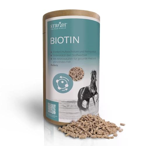 STRÖH Biotin für Pferde + Amino & Zink (1,2 kg) • Biotin-Pellets Pferd • Unterstützt Haut, Fell & Hufe • Fellpflege Pferde von STRÖH