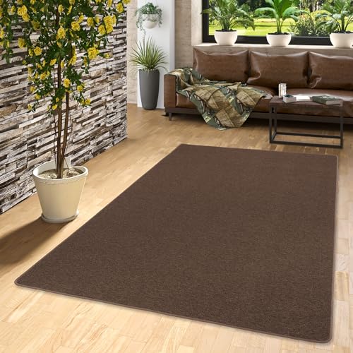 STRONG Feinschlingen Velour Teppich Dunkelbraun in 24 Größen von Snapstyle