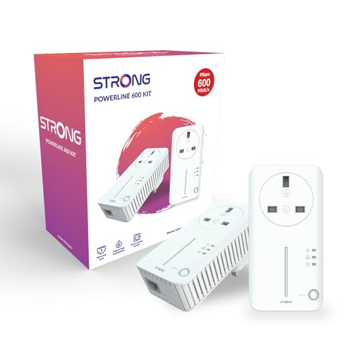 STRONG AV600 Powerline-Kit, Datenübertragungsgeschwindigkeit bis zu 600 Mbit/s, keine Konfiguration erforderlich (2er-Pack) von STRONG