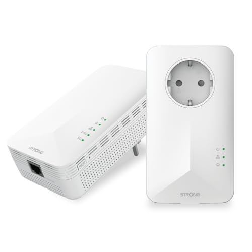 STRONG CPL1000 Mbps + WiFi 1200 Mbps | Duo Pack | Gigabit Ethernet | Steckdose gefiltert (Typ F) | Einfache Installation | idealer Multi-TV-Dienst | Erweiterung des Netzwerks | kompatibel mit Allen von STRONG