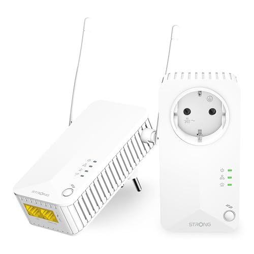 STRONG - Powerline 600 Duo Wi-Fi EU Set - Powerline 600 Mbps + WLAN Adapter 300 Mbps, Fast-Internetzugang - integrierte Steckdose - 300 m Reichweite - Für alle Router - Hotspot + Ethernet - weiß STRONG - Powerline 600 Duo Wi-Fi EU Set - Powerline 600 Mbps + WLAN Adapter 300 Mbps, Fast-Internetzugang - integrierte Steckdose - 300 m Reichweite - Für alle Router - Hotspot + Ethernet - weiß von STRONG
