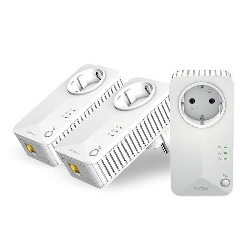 STRONG Powerline 600 Triple Pack | enthält 3 Powerline 600 Adapter | bis zu 600 Mbit/s |HomePlug AV Standard | Reichweite über 300 m | Verbindung über Ethernet-Kabel von STRONG