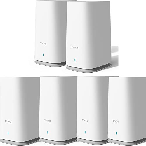 STRONG Wi-Fi Mesh Home Kit 2100 Set für 600 m² Abdeckung, WLAN Verstärker, Heimnetzwerk Repeater, bis 2100 Mbit/s, 2.4+5 GHz, 11 x Gigabit LAN von STRONG