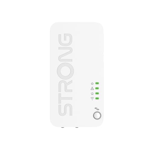 STRONG Powerline Set WiFi 1000 MB/S, WLAN aus der Steckdose, für vollständige Abdeckung, mit LAN-Anschlüssen, POWERLWF1000DUOMINI von STRONG
