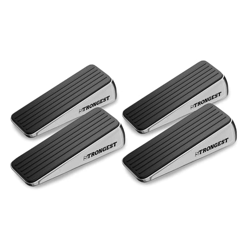 Stärkster Türstopper, robuster Türstopper, Keil aus hochwertigem Zink und Gummi, passt auf jede Tür, jeden Boden, Set mit 4 selbstklebenden Wandschutzfolien von STRONGEST HOME