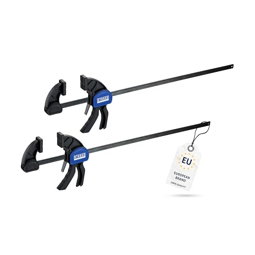 STROXX® 2x Einhandzwinge |Spannweite: 450mm| Klemmkraft je Zwinge: 159 Kg | Schraubzwinge | Spanner | Zwinge | Einhandzwinge | mit Gummipads und Quick Release Funktion von STROXX