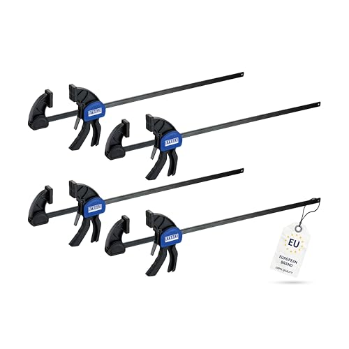 STROXX® 4x Einhandzwinge |Spannweite: 300mm| Klemmkraft je Zwinge: 159 Kg | Ausladung: 80mm | Schraubzwinge | Spanner | Zwinge | Einhandzwinge | mit Gummipads und Quick Release Funktion von STROXX