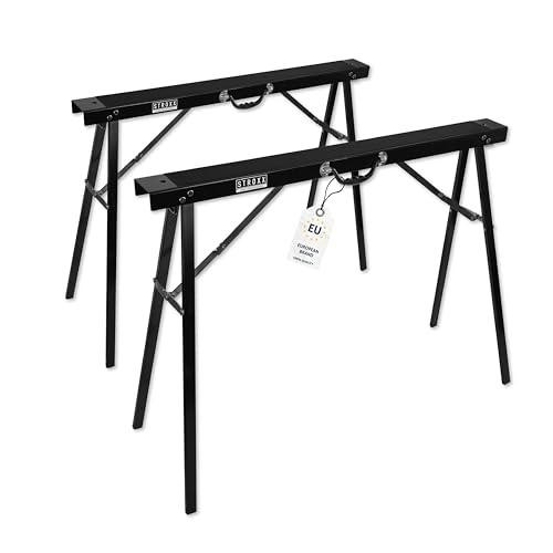 STROXX® 1x Arbeitsbock |136KG pro Arbeitsbock| Faltbar/Klappbar | Werkstattbock | Unterstellbock | Klappbock | Sägebock | mit Anti-Rutsch-Auflagepraktischem | Tragegriff von STROXX