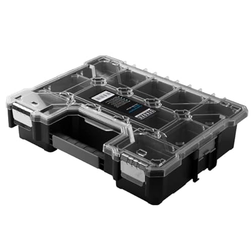 STROXX® Sortimentskasten 454x360x105mm - Werkzeugbox mit vielen Fächern - stapelbar für Garage/Werkstatt. Robuster Organizer für Schrauben, Muttern etc.Effiziente Organisation für Heimwerker & Profis. von STROXX