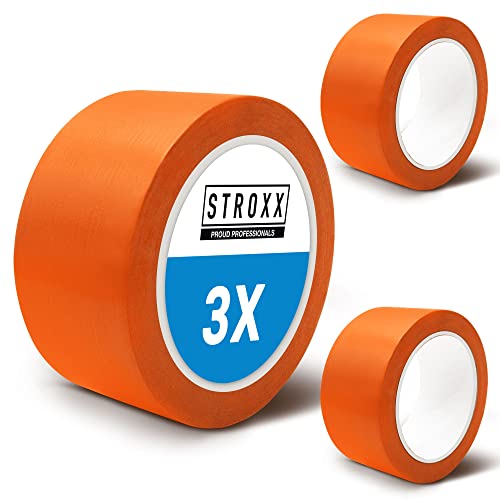 STROXX – 3x Putz- und Maler Abklebeband 50mm x 33m – Abdeckband orange für Malerarbeiten & Renovierungen – Malerkrepp zum Streichen & Lackieren – wasserfest & rückstandslos entfernbar von STROXX