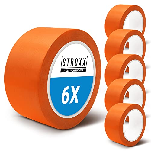 STROXX – 6x Putz- und Maler Abklebeband 50mm x 33m – Abdeckband orange für Malerarbeiten & Renovierungen – Malerkrepp zum Streichen & Lackieren – wasserfest & rückstandslos entfernbar von STROXX