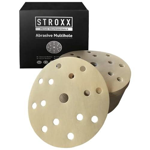 STROXX – Multihole Schleifscheibe 100 Stück mit Klett – Schleifblätter Ø150mm zum Schleifen von Holz, Metall & Kunststoff – 15-Loch Schleifpapier für Exzenterschleifer (Korn 240) von STROXX