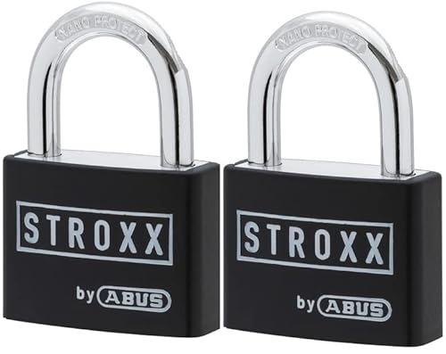STROXX 2x ECOLUTION Vorhangschloss by Abus - Bügelhöhe 30mm - verschiedenschließend - mit je 2 Schlüssel - Gehärteter Stahlbügel und doppelt verriegelt - Manipulationsschutz von STROXX