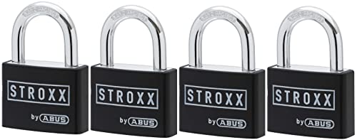 STROXX 4x ECOLUTION Vorhangschloss by Abus - Bügelhöhe 30mm - verschiedenschließend - mit je 2 Schlüssel - Gehärteter Stahlbügel und doppelt verriegelt - Manipulationsschutz von STROXX