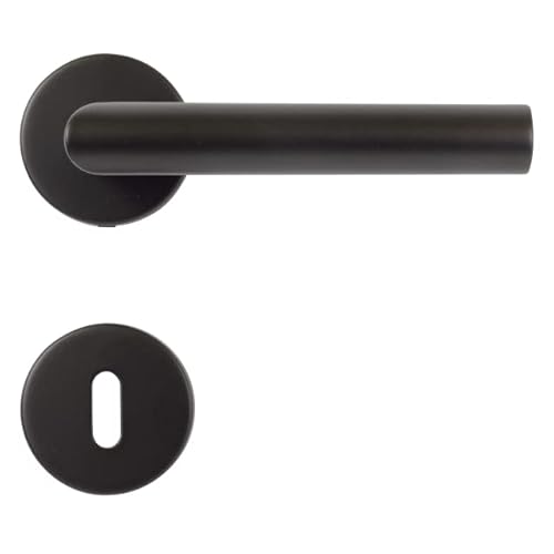 STROXX Drückergarnitur BB - Gehrungsform - Edelstahl schwarz matt beschichtet - Drücker - Rosette - Zimmertür - Badezimmertür STROXX Drückergarnitur BB - Gehrungsform - Edelstahl schwarz matt beschichtet - Drücker - Rosette - Zimmertür - Badezimmertür von STROXX