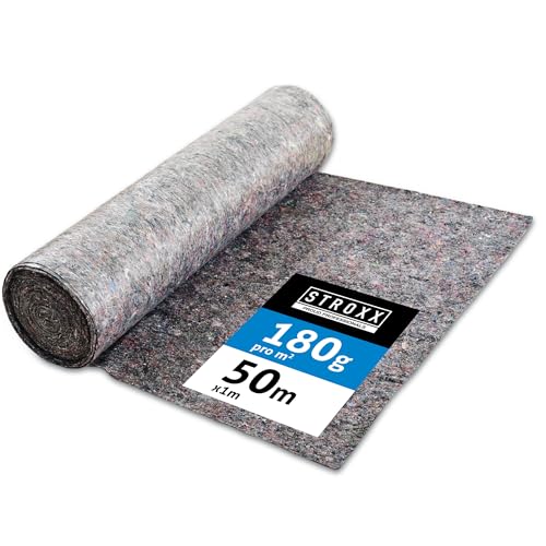 STROXX – Malervlies 1 x 50m mit 180g/m² – Abdeckvlies in Profi-Qualität mit PE Anti-Rutsch Beschichtung – extra starkes Schutzvlies – mehrfach verwendbar von STROXX