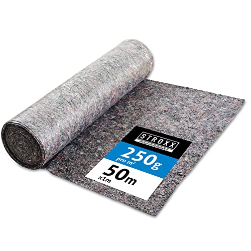 STROXX – Malervlies 1 x 50m mit 250g/m² – Abdeckvlies in Profi-Qualität mit PE Anti-Rutsch Beschichtung – extra starkes Schutzvlies – mehrfach verwendbar von STROXX