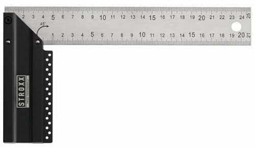 STROXX - Multifunktionaler Anschlagwinkel - Größe 250/300mm - Messen - Kombiwinkel aus Metall mit Linealanschlag - Hochwertiges Profi Messwerkzeug - (250mm) von STROXX