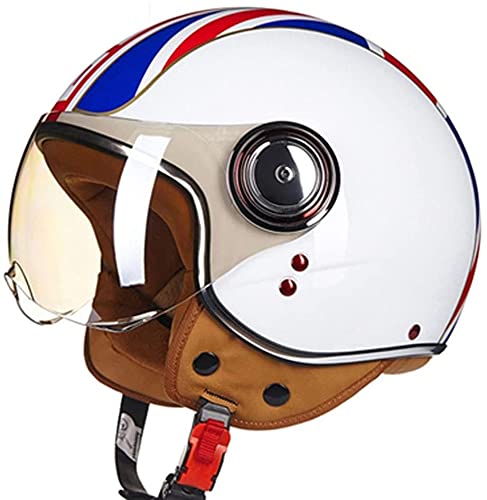 Jethelm Motorrad Halbhelm DOT/ECE Approved Motorrad Crashhelm Mit Sonnenblende Retro Vintage Style Motorrad Vespa Jethelm Für Kinder Jugend Herren Damen G,L=57~58cm Jethelm Motorrad Halbhelm DOT/ECE Approved Motorrad Crashhelm Mit Sonnenblende Retro Vintage Style Motorrad Vespa Jethelm Für Kinder Jugend Herren Damen G,L=57~58cm von STRTG