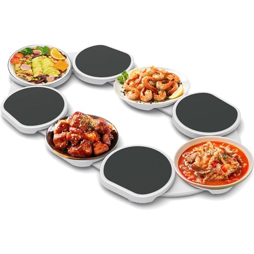 Lazy Susan Drehteller Für Lange Rechteckige Tische, Erweiterbares & Abnehmbare Schienen Und 360 Grad Drehbare Tablett Set Für Küchen Und Esstische von STRTG