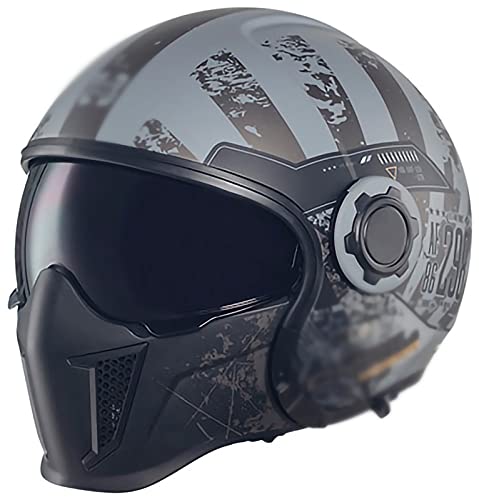 STRTG Helmets Jet-Helm · Motorrad-Helm Roller-Helm Scooter-Helm Bobber Mofa-Helm Chopper Retro Cruiser Vintage Pilot Biker Helmet · ECE Visier B,L:58-59 von STRTG