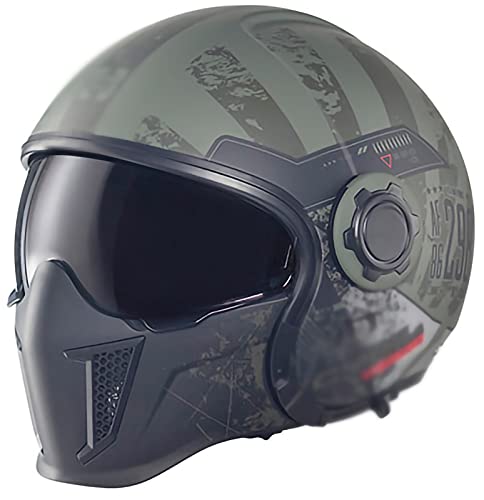 STRTG Helmets Jet-Helm · Motorrad-Helm Roller-Helm Scooter-Helm Bobber Mofa-Helm Chopper Retro Cruiser Vintage Pilot Biker Helmet · ECE Visier C,L:58-59 von STRTG