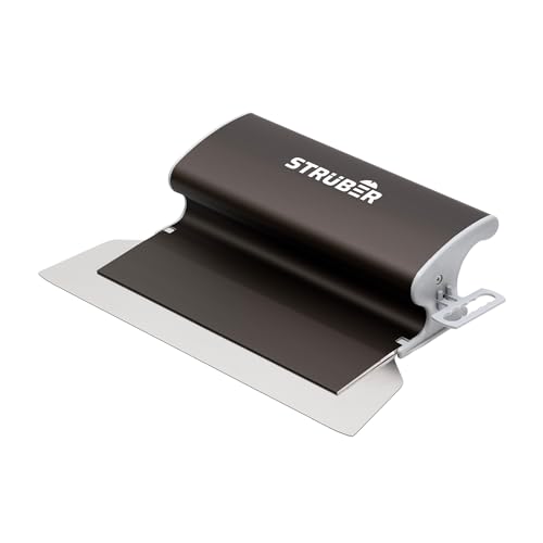 STRÜBER Flächenspachtel mit handlichem Alu-Griff und austauschbarem Edelstahlblatt 0,3mm (Breite: 250mm) - Dekorspachtel für Trockenbau - Fassadenspachtel zum Verputzen von Wänden&Decken - Made in EU von STRÜBER