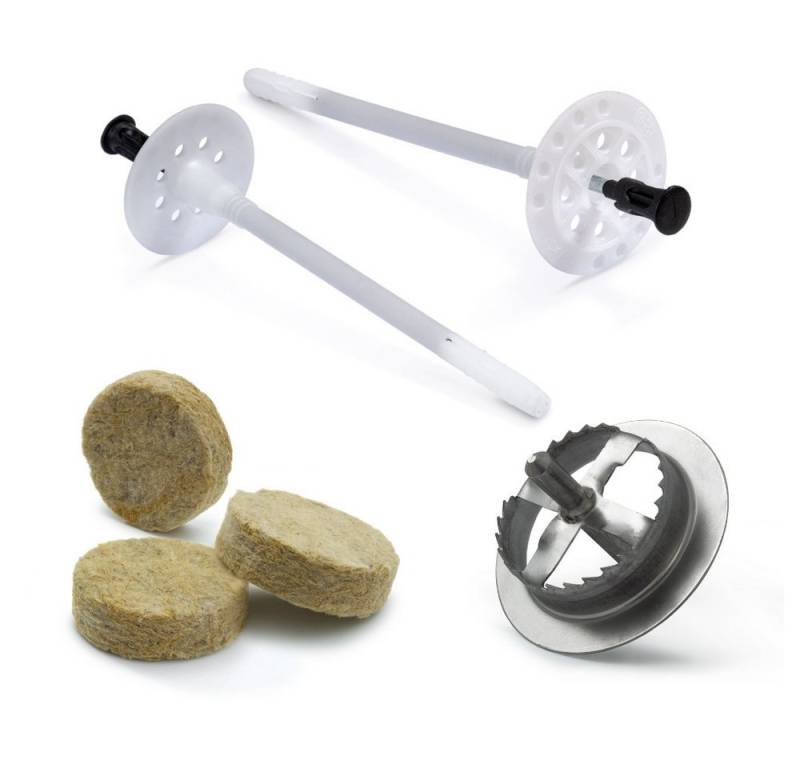 STRÜBER Schrauben- und Dübel-Set Dämmstoffdübel mit Metalldorn + Mineralwolle Rondelle + Metall Fräser von STRÜBER