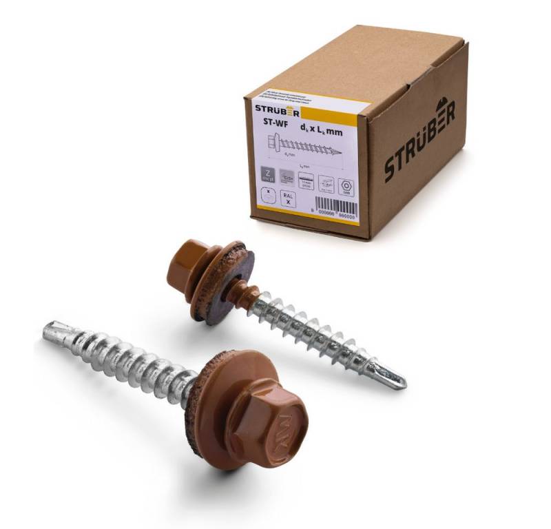 STRÜBER Schrauben- und Dübel-Set Trapezblechschrauben - Selbstbohrende Bohrschrauben mit Dichtscheibe, (250 St) von STRÜBER