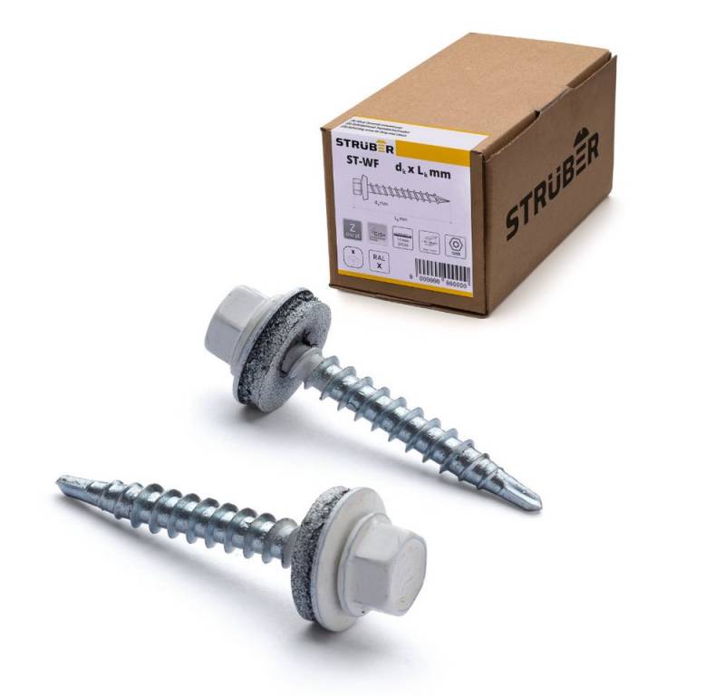 STRÜBER Schrauben- und Dübel-Set Trapezblechschrauben - Selbstbohrende Bohrschrauben mit Dichtscheibe, (250 St) von STRÜBER