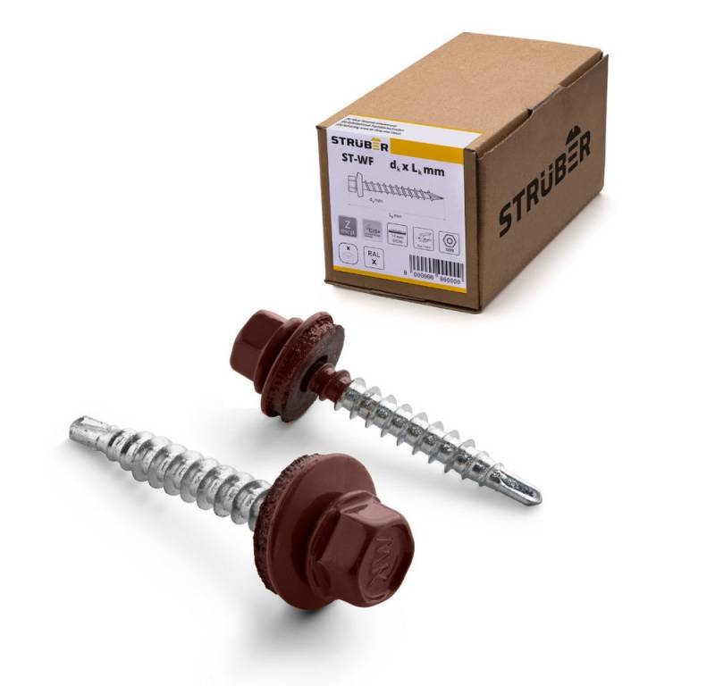 STRÜBER Schrauben- und Dübel-Set Trapezblechschrauben - Selbstbohrende Bohrschrauben mit Dichtscheibe, (250 St) von STRÜBER