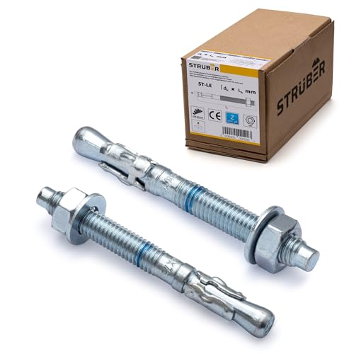 STRÜBER Schwerlastanker verzinkt (M10x150mm / 10 Stück) - Bolzenanker in Industriequalität - Keilanker aus verzinktem Stahl - Schwerlastdübel - Ankerbolzen - Stahlanker von STRÜBER