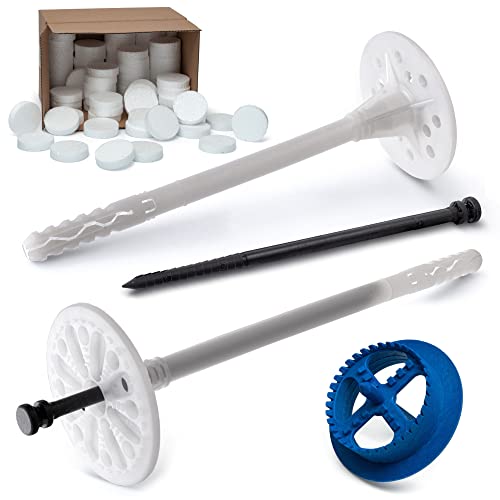 STRÜBER WDVS SET (Ø10x200mm Dämmstoffdübel mit Kunststoffnagel 200St + Weiß Styropor Rondelle 200St + Styroporfräser 1St) Satz für Fassadendämmung Wärmedämmung EPS Abdeckkappen Fräse Tellerdübel ETA von STRÜBER