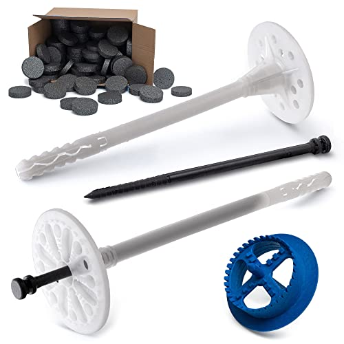 STRÜBER WDVS SET (Ø10x260mm Dämmstoffdübel mit Kunststoffnagel 100St + Grau Styropor Rondelle 100St + Styroporfräser 1St) Satz für Fassadendämmung Wärmedämmung EPS Abdeckkappen Fräse Tellerdübel ETA von STRÜBER