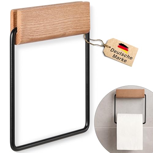 STRUKTA Toilettenpapierhalter Holz – einfache Montage ohne Bohren für stilvolles Bad – moderner Klopapierhalter für Designliebhaber – Toilettenpapierhalter ohne Bohren, Klorollenhalter ohne Bohren von STRUKTA