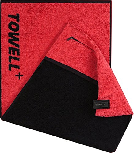 STRYVE Thinks Towell+ Sporthandtuch mit Tasche und Magnetclip (Neon Rot) von STRYVE