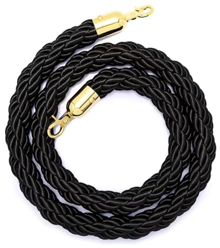 1,5 2, 3 m Warteschlangen-Absperrseil, 11 Farben, Absperrseil mit Haken for Pfostenständer, Warteschlangenteiler, Massenkontrolle im Hotel, Seil-Sicherheitsbarriere, goldener (rot, m)(Black,1M) von STSTS