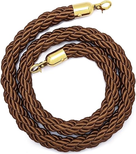 1,5 2, 3 m Warteschlangen-Absperrseil, 11 Farben, Absperrseil mit Haken for Pfostenständer, Warteschlangenteiler, Massenkontrolle im Hotel, Seil-Sicherheitsbarriere, goldener (rot, m)(Brown,2M) von STSTS