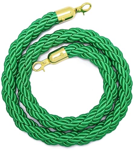 1,5 2, 3 m Warteschlangen-Absperrseil, 11 Farben, Absperrseil mit Haken for Pfostenständer, Warteschlangenteiler, Massenkontrolle im Hotel, Seil-Sicherheitsbarriere, goldener (rot, m)(Green,3M) von STSTS