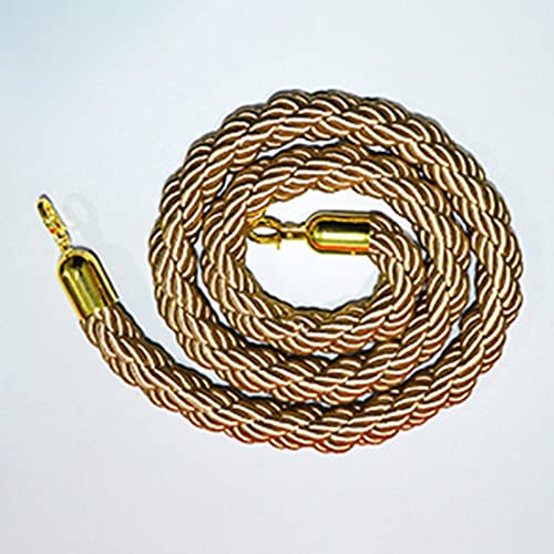 Kontrollseil, VIP-Stangen-Drehseilbarrieren, langlebiges geflochtenes Hanfseil zur Kontrolle der Menschenmenge mit goldenen Haken, Hängeseil for Restaurants und Hotels (weiß, 274 cm)(Brown,9ft/274cm) von STSTS