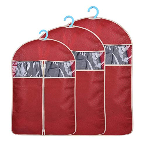 Hochwert Kleiderhüllen mit Reißverschluss, 3er-Set Wasserfest Staubdicht Kleidersäcke Perfekter Schutz auf Reisen,Rot,60 * 88cm von LDIW