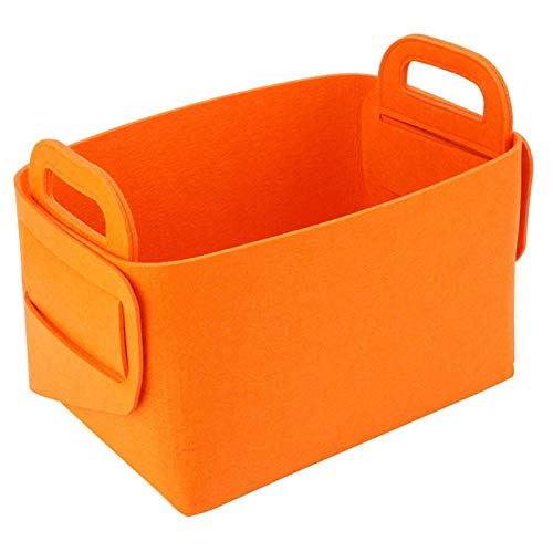 STTC Aufbewahrungskorb mit Griffen, Faltbare Filzbox Filztasche Kaminholztasche Filzkorb Kaminholzkorb Zeitungskorb großer Kapazität mit Griffen,Orange,L von STTC