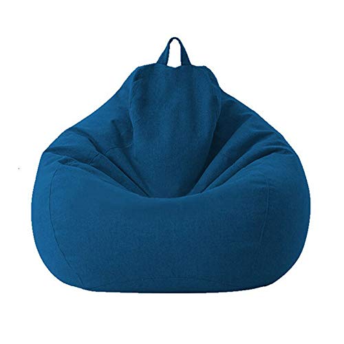 STTC Sitzsack Abdeckung aus Premium-Leinen, Riesen-Sitzsack-Hülle Outdoor Sitzsack Bezug ohne Füllung, Perfekte Passform für Country Interiors,Blau,M von STTC