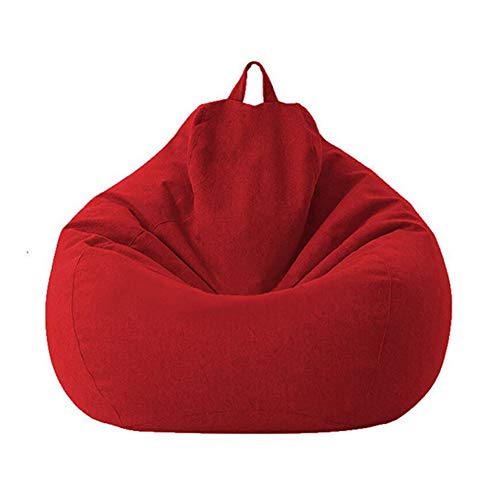 STTC Sitzsack Abdeckung aus Premium-Leinen, Riesen-Sitzsack-Hülle Outdoor Sitzsack Bezug ohne Füllung, Perfekte Passform für Country Interiors,Rot,M von STTC