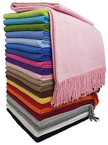 STTS International Baumwolldecke Wohndecke Kuscheldecke Tagesdecke 100% Baumwolle 140 x 170 cm sehr weiches Plaid Rio (Rosa) von STTS International