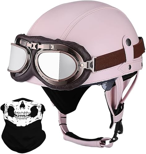 STTTBD Deutsche Leder-Motorrad-Halbhelme mit DOT/ECE, Vintage-Helme mit Schutzbrille, Jethelm Retro, Chopperhelm, Rollerhelm, Fahrradhelm F,M=57-58cm STTTBD Deutsche Leder-Motorrad-Halbhelme mit DOT/ECE, Vintage-Helme mit Schutzbrille, Jethelm Retro, Chopperhelm, Rollerhelm, Fahrradhelm F,M=57-58cm von STTTBD