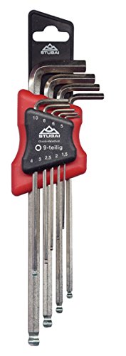 Stubai 225079 6-kt Stiftschlüssel-Drehalters.DIN911L 9-Teilig rot Medium 9 Stück von STUBAI