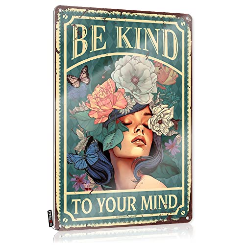 Blechschild mit Aufschrift "Be Kind to Your Mind", Retro-Blechschild für Badezimmer, Küche, Wanddekoration, Bauernhaus, beste Oma, Geschenke, Männerhöhle, lustiges Bierschild (30 x 40 cm) von STUDE